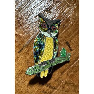 VTG Taxco  Mexican Sterling Silver Enamel Owl Brooch Pin Jose Fuentes signed HTF